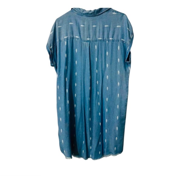 Thread & Supply denim printed dress with frayed hem large - Picture 2 of 3